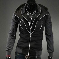 Sweat a capuche Hoodie Homme Fashion Sport Double fermeture Noir